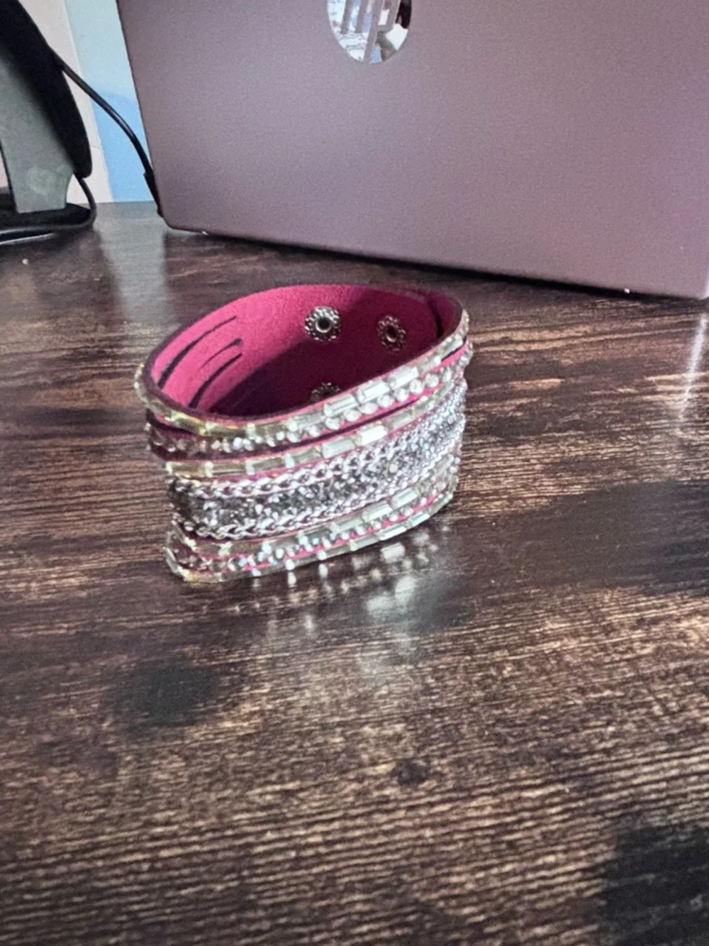Rhinestone Embellished Red‎ Multi-Row Cuff Wrap Bracelet